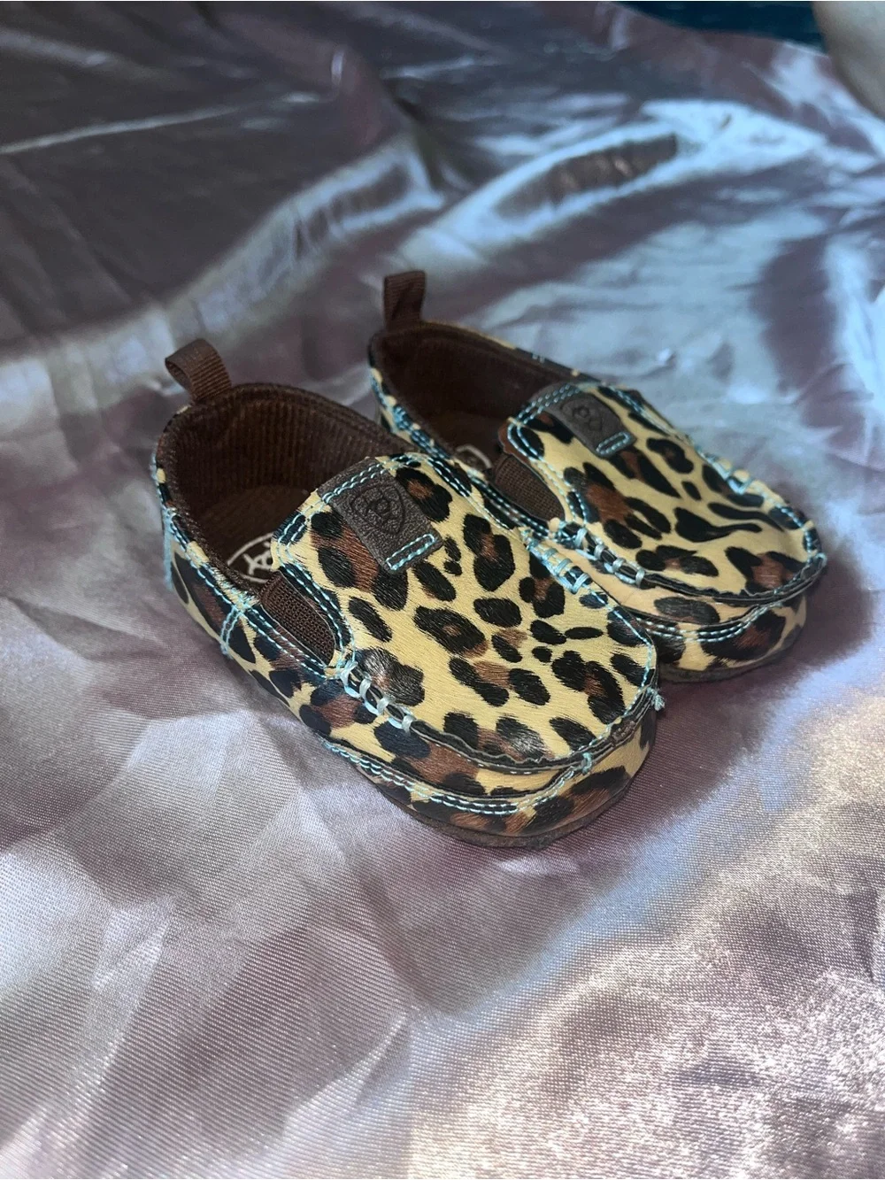 Ariat Kids Leopard Print Slip-On Moccasins - Brown, Black, Cream